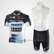 2010 Maillot Cyclisme Saxo Bank Noir et Blanc Manches Courtes et Cuissard