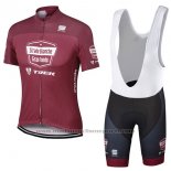 2017 Maillot Cyclisme Strade Bianche Trek Rouge Manches Courtes et Cuissard