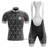 2020 Maillot Cyclisme Italie Noir Gris Manches Courtes Et Cuissard