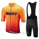 2020 Maillot Cyclisme Morvelo Orange Manches Courtes Et Cuissard