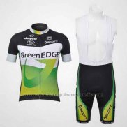 2012 Maillot Cyclisme GreenEDGE Noir et Vert Manches Courtes et Cuissard