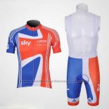 2012 Maillot Cyclisme Sky Champion Regno Unito Orange et Bleu Manches Courtes et Cuissard