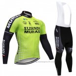 2018 Maillot Cyclisme Euskadi Murias Vert et Noir Manches Longues et Cuissard
