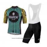 2020 Maillot Cyclisme Bianchi Noir Bleu Jaune Manches Courtes Et Cuissard