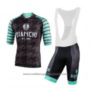 2020 Maillot Cyclisme Bianchi Noir Vert Blanc Manches Courtes Et Cuissard