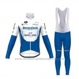 2020 Maillot Cyclisme Deceuninck Quick Step Blanc Bleu Manches Longues et Cuissard