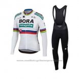 2020 Maillot Cyclisme UCI Monde Champion Bora Blanc Manches Longues et Cuissard