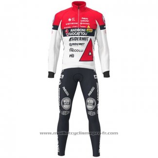 2021 Maillot Cyclisme Androni Giocattoli Blanc Rouge Manches Longues Et Cuissard