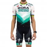2021 Maillot Cyclisme Bora Champion Blanc Vert Manches Courtes Et Cuissard