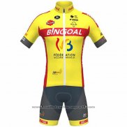 2021 Maillot Cyclisme Wallonie Bruxelles Jaune Manches Courtes Et Cuissard