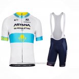2022 Maillot Cyclisme Astana Bleu Blanc Manches Courtes et Cuissard