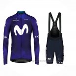 2023 Maillot Cyclisme Movistar Bleu Blanc Manches Longues Et Cuissard