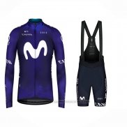 2023 Maillot Cyclisme Movistar Bleu Blanc Manches Longues Et Cuissard