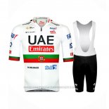 2024 Maillot Cyclisme UAE Portugal Champion Blanc Manches Courtes et Cuissard