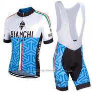 2017 Maillot Cyclisme Bianchi Milano Pontesei Bleu Manches Courtes et Cuissard