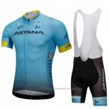 2018 Maillot Cyclisme Astana Bleu Manches Courtes et Cuissard