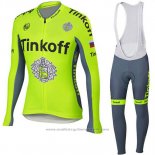 2018 Maillot Cyclisme Tinkoff Jaune Manches Longues et Cuissard
