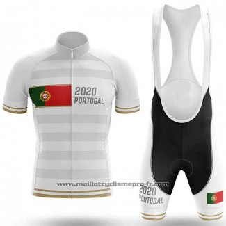 2020 Maillot Cyclisme Champion Portugal Blanc Manches Courtes Et Cuissard(1)