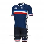 2022 Maillot Cyclisme France Bleu Manches Courtes et Cuissard