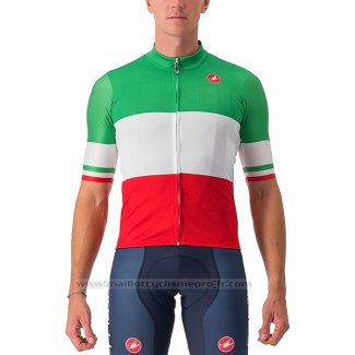 2023 Maillot Cyclisme Italie Vert Blanc Rouge Manches Courtes et Cuissard