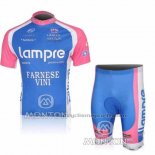 2010 Maillot Cyclisme Lampre Farnese Vini Rose et Bleu Clair Manches Courtes et Cuissard