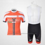 2011 Maillot Cyclisme Castelli Blanc et Orange Manches Courtes et Cuissard