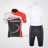 2011 Maillot Cyclisme Shimano Rouge et Noir Manches Courtes et Cuissard