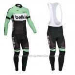 2013 Maillot Cyclisme Belkin Noir et Vert Manches Longues et Cuissard
