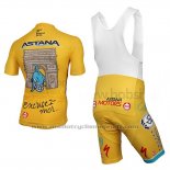 2014 Maillot Cyclisme Astana Jaune Manches Courtes et Cuissard