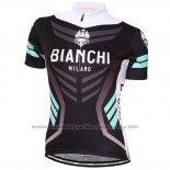 2016 Maillot Cyclisme Femme Bianchi Noir Manches Courtes et Cuissard