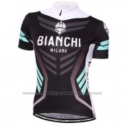 2016 Maillot Cyclisme Femme Bianchi Noir Manches Courtes et Cuissard