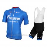 2016 Maillot Cyclisme Gazprom Rusvelo Colnago Bleu et Blanc Manches Courtes et Cuissard