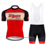 2020 Maillot Cyclisme Rolling Rouge Beige Manches Courtes Et Cuissard