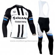 2014 Maillot Cyclisme Giant Shimano Noir et Blanc Manches Longues et Cuissard