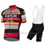 2016 Maillot Cyclisme Bianchi Rouge et Orange Manches Courtes et Cuissard