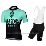 2016 Maillot Cyclisme Bianchi Vert Manches Courtes et Cuissard