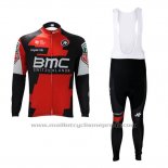 2017 Maillot Cyclisme BMC Rouge et Blanc Manches Longues et Cuissard