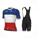 2023 Maillot Cyclisme Groupama-FDJ Champion France Bleu Blanc Rouge Manches Courtes et Cuissard