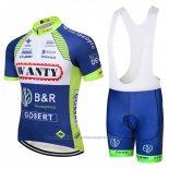 2018 Maillot Cyclisme Wanty Bleu et Blanc Manches Courtes et Cuissard