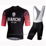 2019 Maillot Cyclisme Bianchi Milano Conca Noir Rouge Manches Courtes et Cuissard