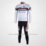 2010 Maillot Cyclisme Bianchi Blanc Manches Longues et Cuissard