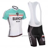 2014 Maillot Cyclisme Bianchi Blanc et Vert Manches Courtes et Cuissard