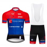 2019 Maillot Cyclisme Topforex Lapierre Rouge Bleu Manches Courtes et Cuissard