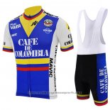 2021 Maillot Cyclisme Colombia Bleu Blanc Manches Courtes Et Cuissard