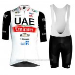 2023 Maillot Cyclisme UAE Noir Blanc Manches Courtes Et Cuissard