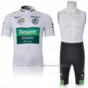 2011 Maillot Cyclisme Europcar Lider Vert et Blanc Manches Courtes et Cuissard