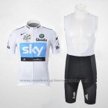 2011 Maillot Cyclisme Sky Lider Blanc et Azur Manches Courtes et Cuissard