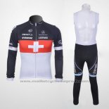 2011 Maillot Cyclisme Trek Leqpard Champion Suisse Rouge et Blanc Manches Longues et Cuissard