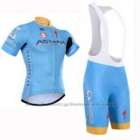 2015 Maillot Cyclisme Astana Bleu Clair Manches Courtes et Cuissard