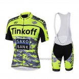 2019 Maillot Cyclisme Tinkoff Saxo Bank Jaune Vert Noir Manches Courtes et Cuissard